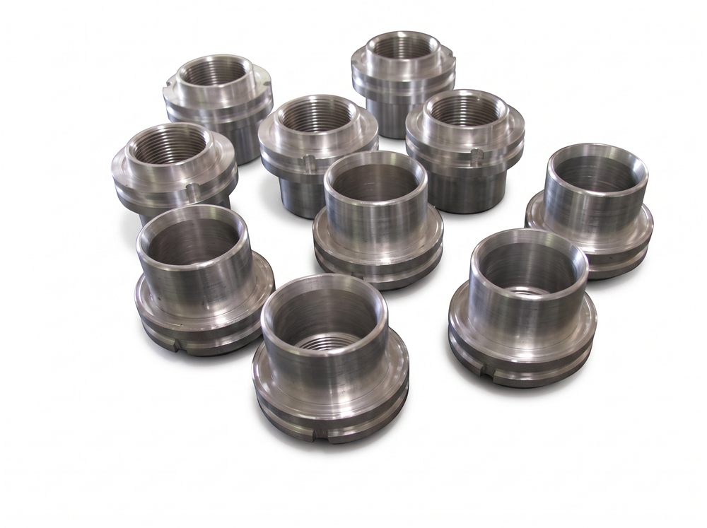 Batch of machined aluminium bush components