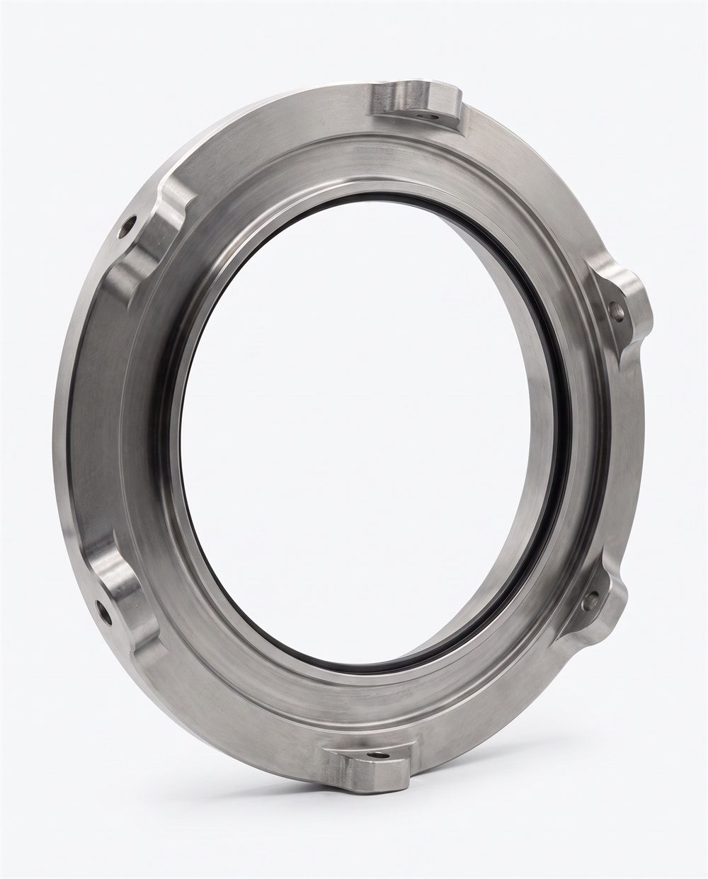 Machined aluminium flange ring with stepped bore